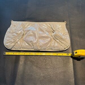 H by Halston Silver Clutch – Sleek, Shimmery & Structured